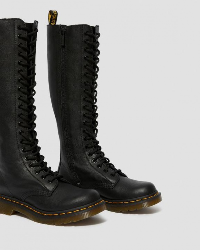 Women's Dr Martens 1B60 Virginia Leather Knee High Boots Black | Australia_Dr67066