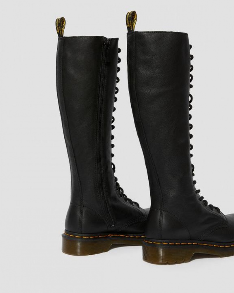 Women's Dr Martens 1B60 Virginia Leather Knee High Boots Black | Australia_Dr67066