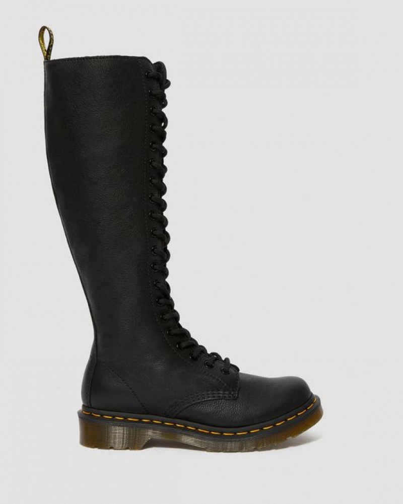 Women's Dr Martens 1B60 Virginia Leather Knee High Boots Black | Australia_Dr67066