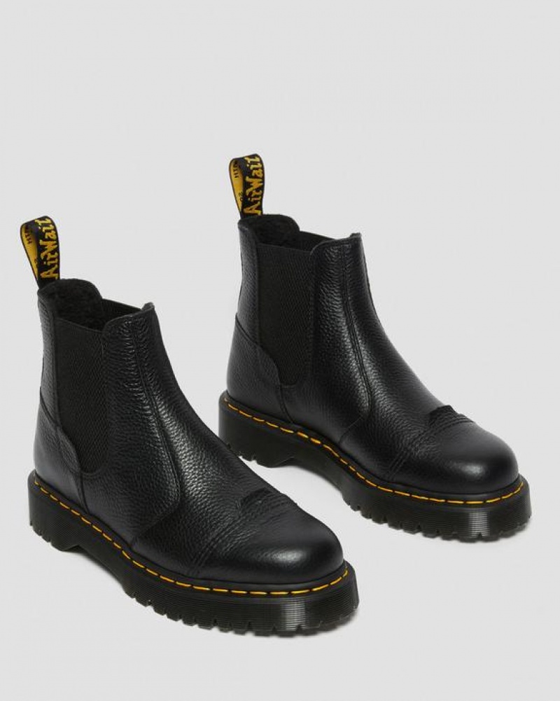 Women's Dr Martens 2976 Bex Fleece-Lined Platform Chelsea Boots Black | Australia_Dr31504