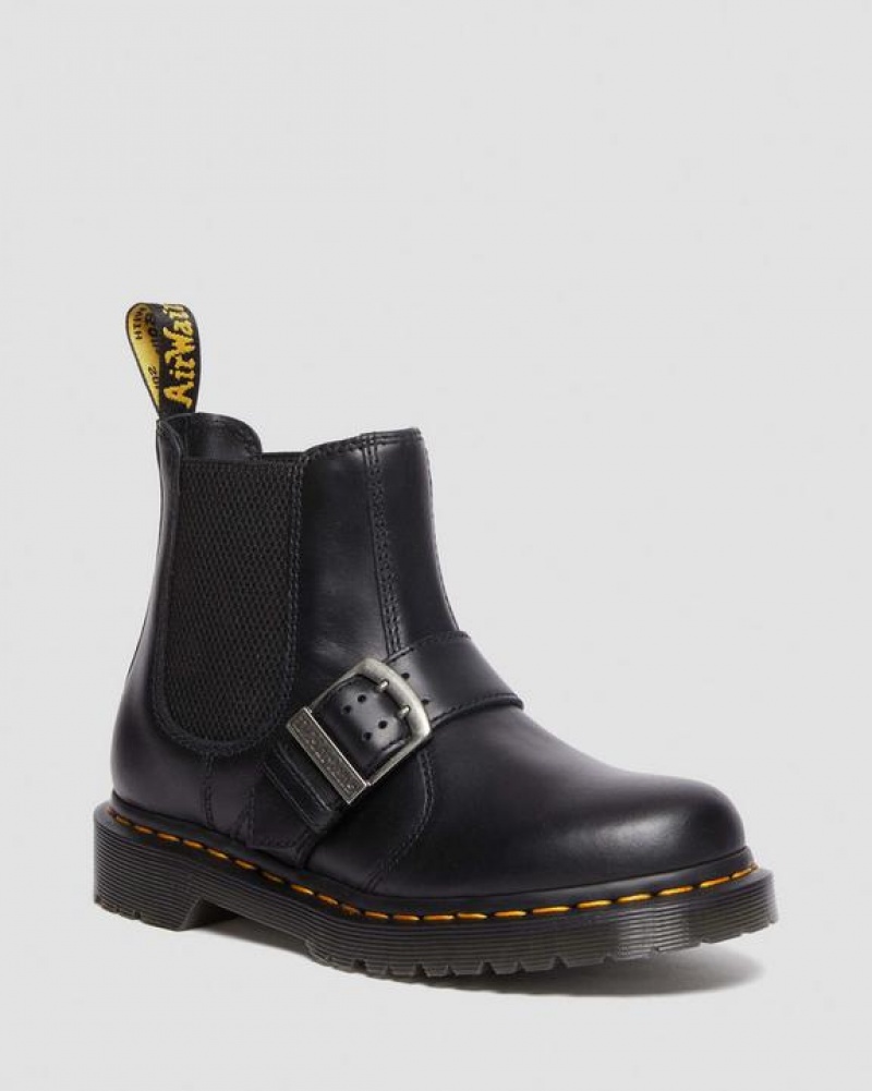 Women\'s Dr Martens 2976 Buckle Pull Up Leather Chelsea Boots Black | Australia_Dr19846