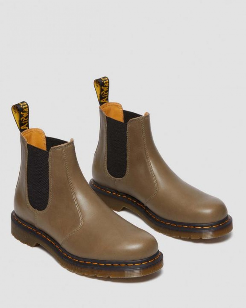 Women's Dr Martens 2976 Carrara Leather Chelsea Boots Olive | Australia_Dr72621