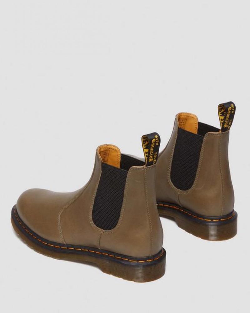 Women's Dr Martens 2976 Carrara Leather Chelsea Boots Olive | Australia_Dr72621