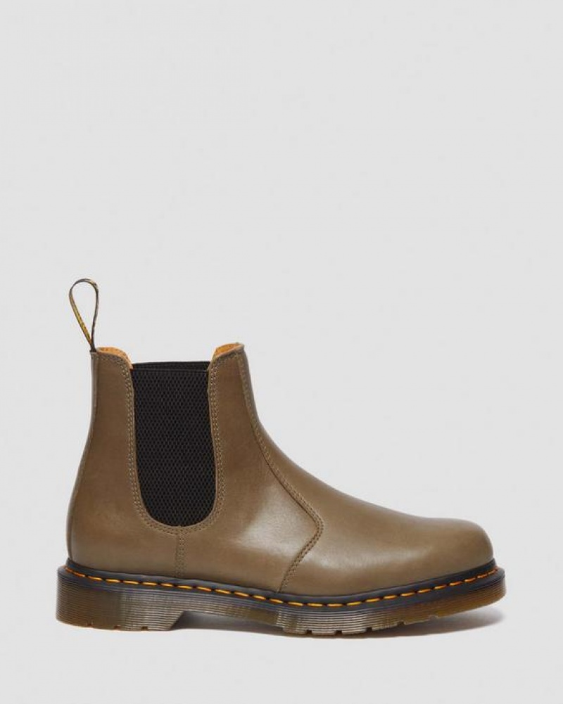 Women's Dr Martens 2976 Carrara Leather Chelsea Boots Olive | Australia_Dr72621