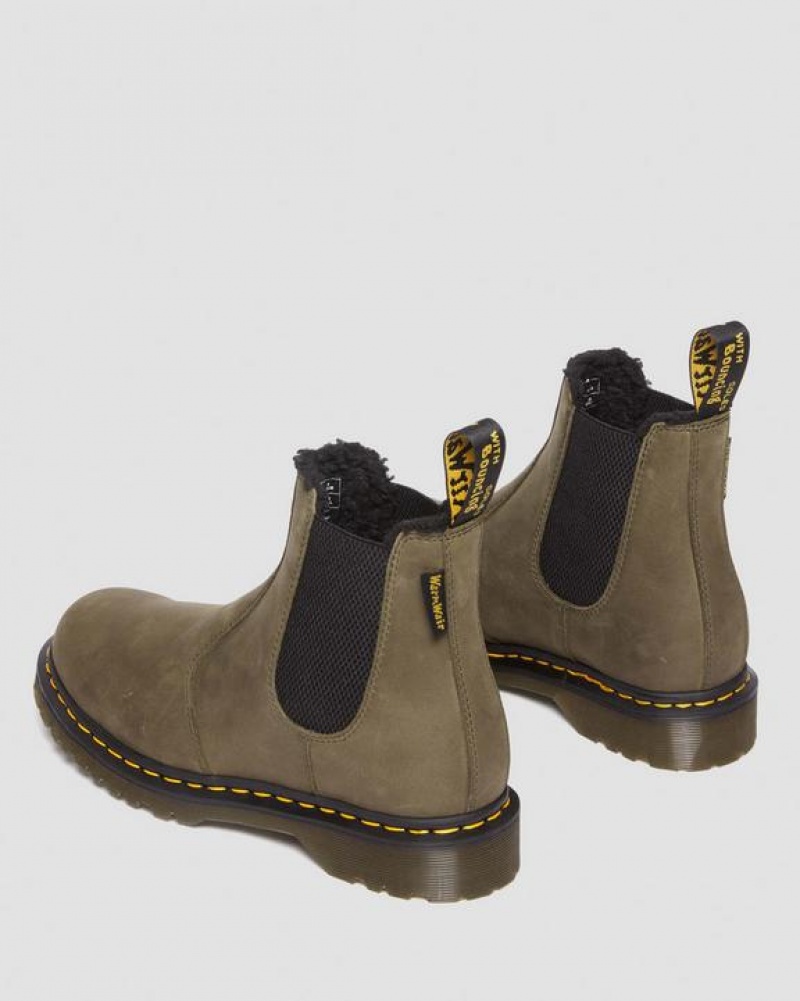 Women's Dr Martens 2976 Fleece Lined Leather Chelsea Boots Olive | Australia_Dr61600