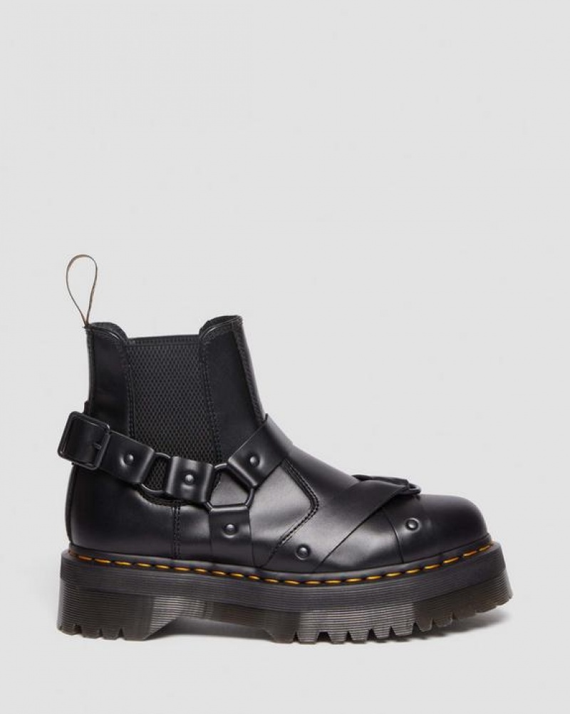 Women's Dr Martens 2976 Harness Leather Platform Chelsea Boots Black | Australia_Dr77813