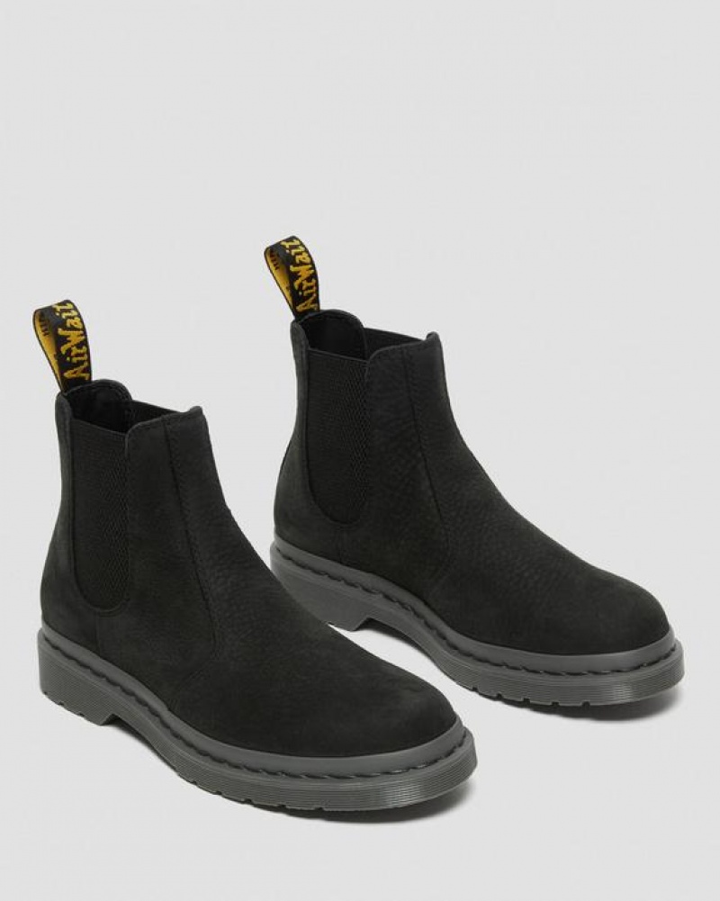 Women's Dr Martens 2976 Mono Milled Nubuck Leather Chelsea Boots Black | Australia_Dr85555