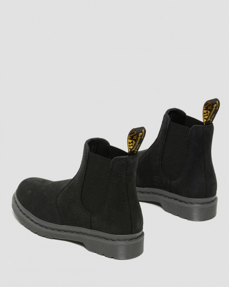 Women's Dr Martens 2976 Mono Milled Nubuck Leather Chelsea Boots Black | Australia_Dr85555