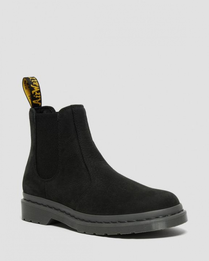 Women's Dr Martens 2976 Mono Milled Nubuck Leather Chelsea Boots Black | Australia_Dr85555