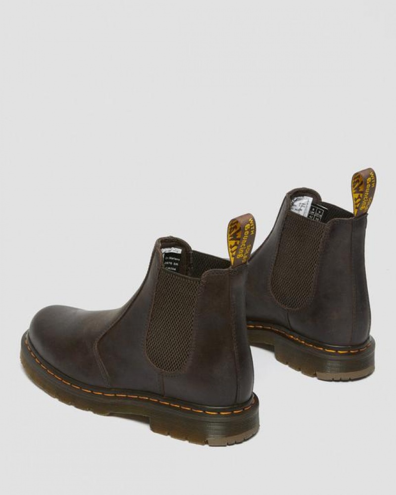 Women's Dr Martens 2976 Slip Resistant Leather Chelsea Boots Dark Brown | Australia_Dr56542