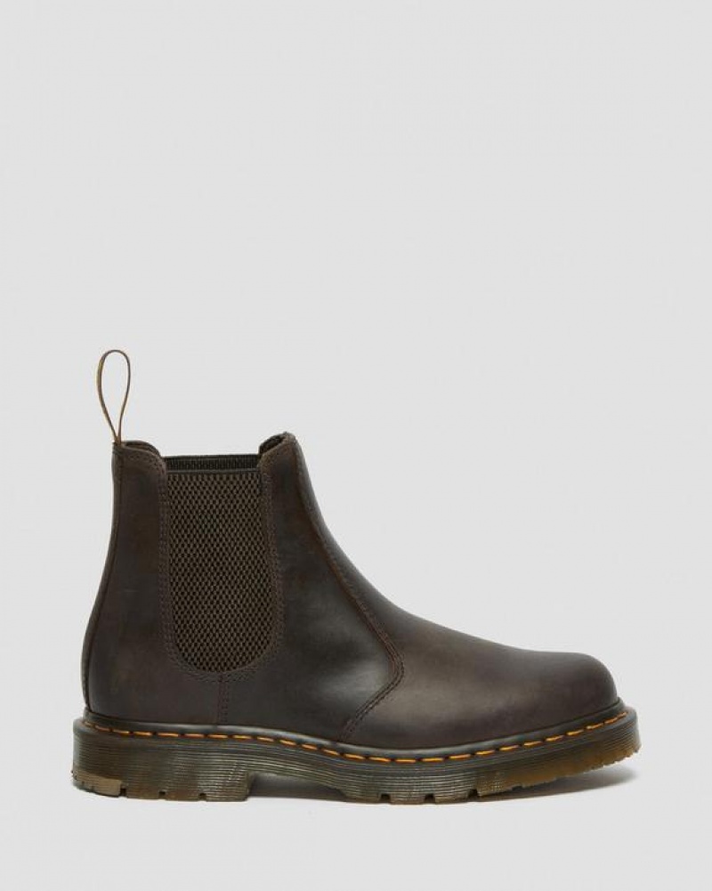 Women's Dr Martens 2976 Slip Resistant Leather Chelsea Boots Dark Brown | Australia_Dr56542