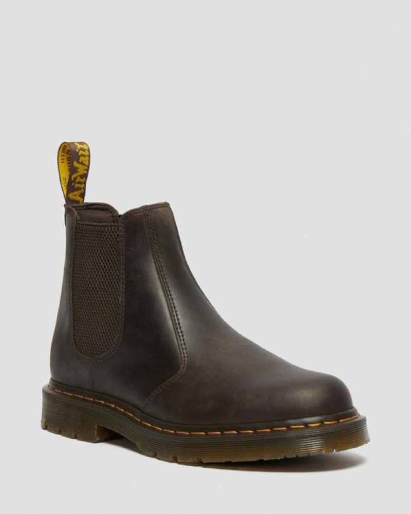 Women\'s Dr Martens 2976 Slip Resistant Leather Chelsea Boots Dark Brown | Australia_Dr56542