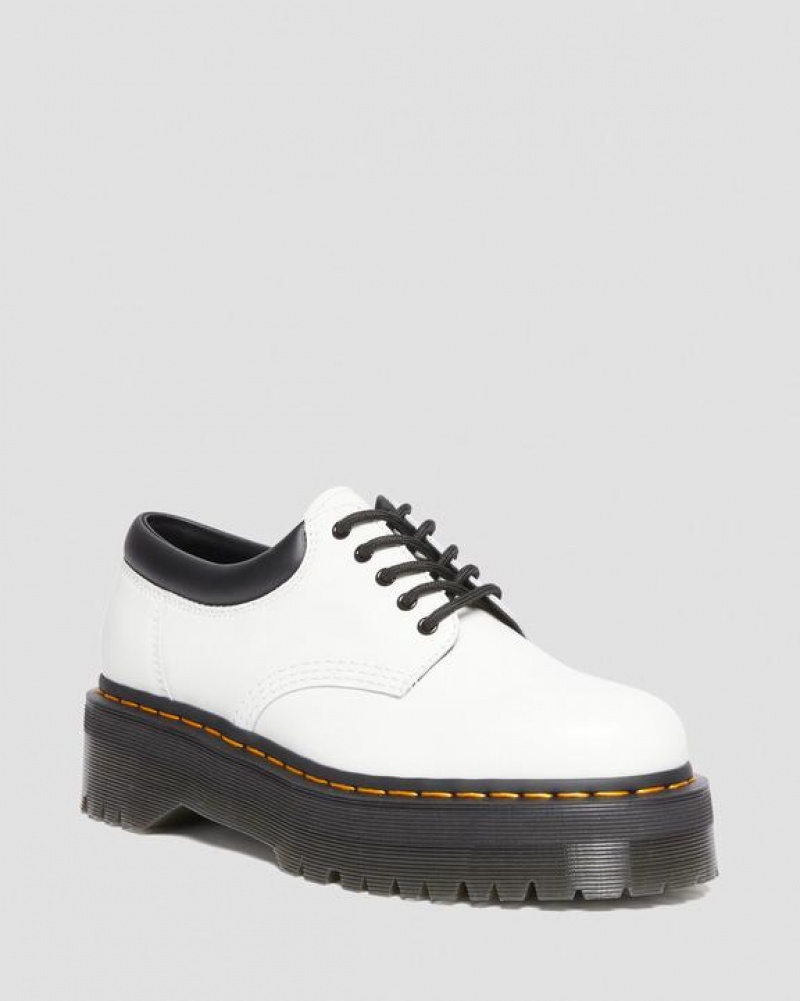 Women\'s Dr Martens 8053 Leather Platform Casual Shoes White | Australia_Dr90704