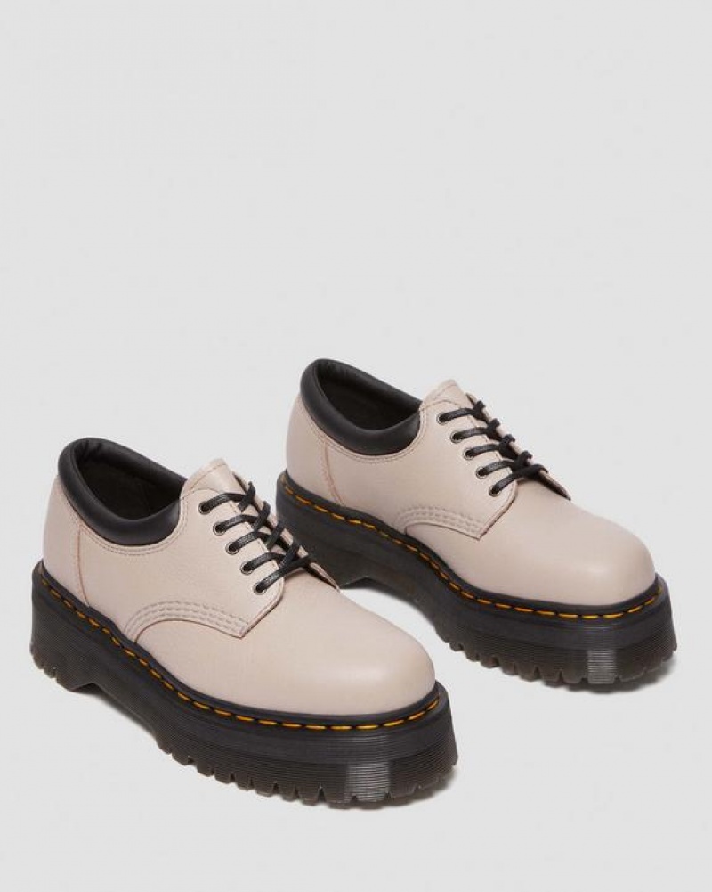 Women's Dr Martens 8053 Pisa Leather Casual Platform Shoes Grey Brown | Australia_Dr33801