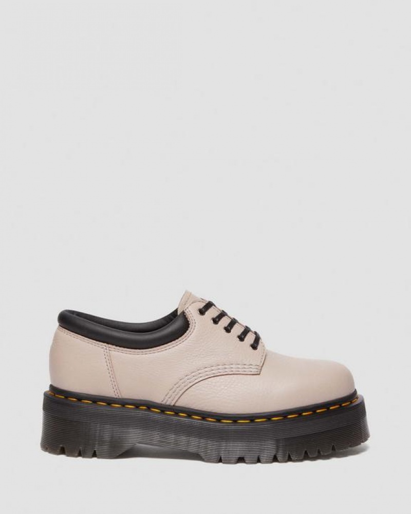 Women's Dr Martens 8053 Pisa Leather Casual Platform Shoes Grey Brown | Australia_Dr33801