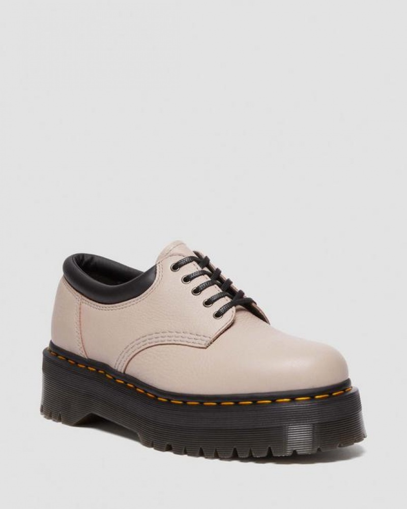 Women\'s Dr Martens 8053 Pisa Leather Platform Casual Shoes Grey Brown | Australia_Dr45719