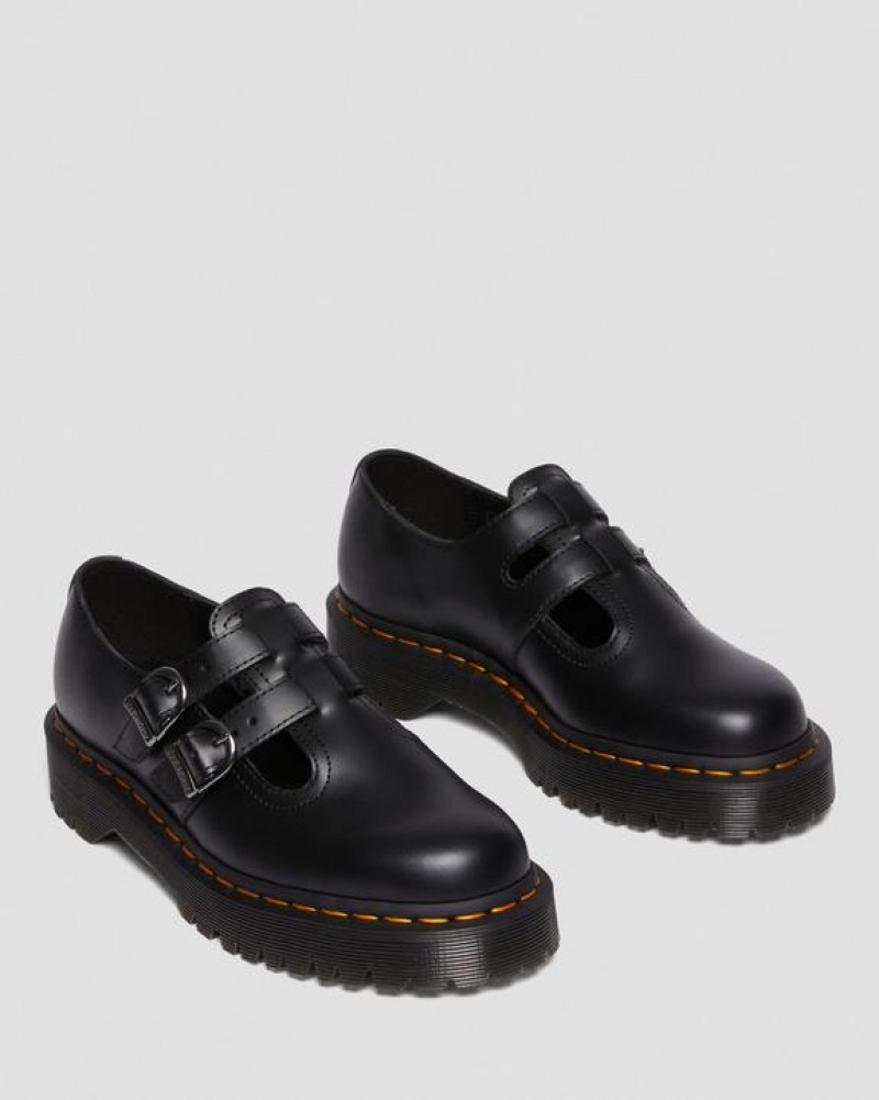 Women's Dr Martens 8065 II Bex Smooth Leather Mary Jane Platform Shoes Black | Australia_Dr15764