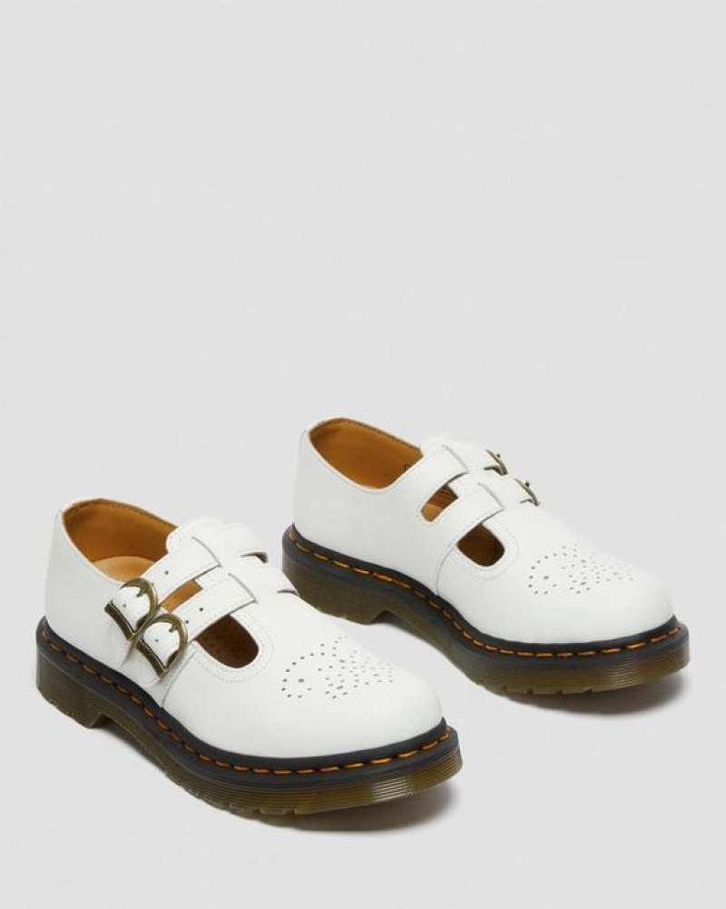 Women's Dr Martens 8065 Smooth Leather Mary Jane Shoes White | Australia_Dr12134