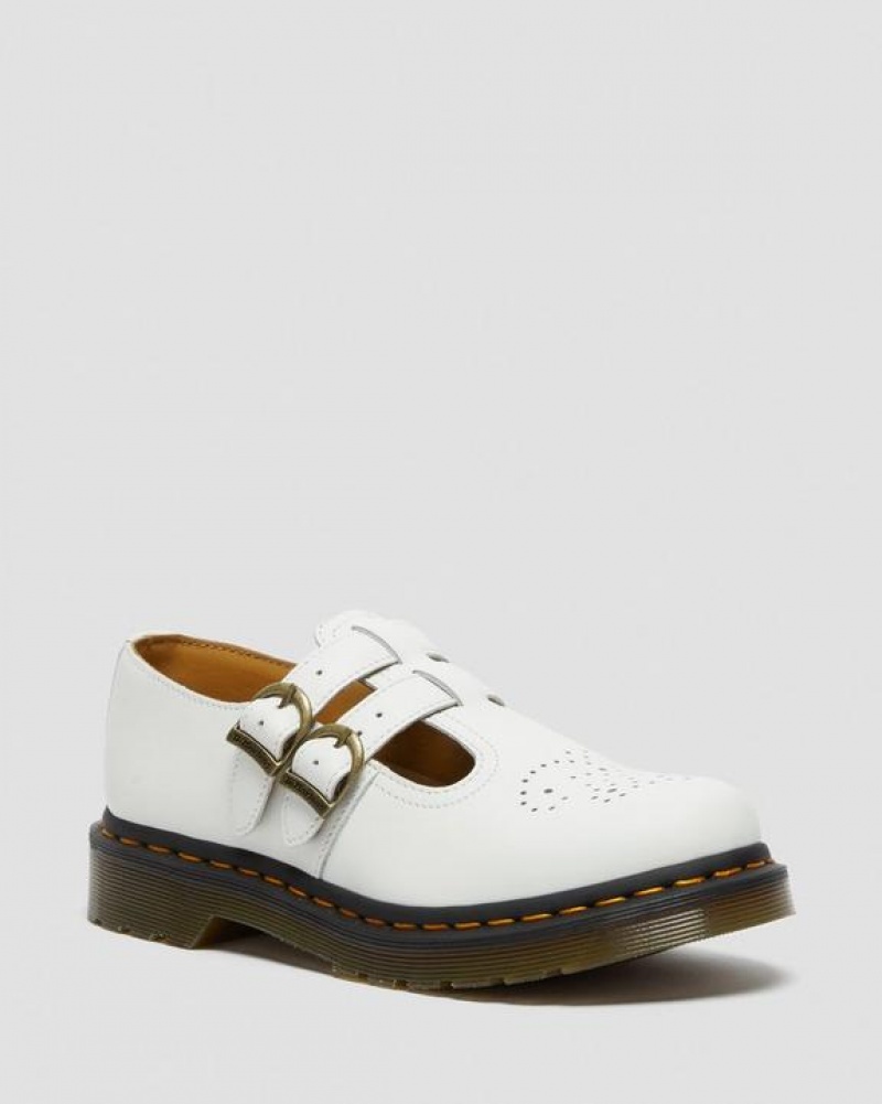 Women\'s Dr Martens 8065 Smooth Leather Mary Jane Shoes White | Australia_Dr12134