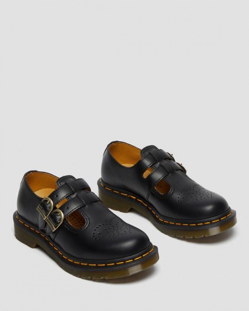 Women's Dr Martens 8065 Smooth Leather Mary Jane Shoes Black | Australia_Dr45302