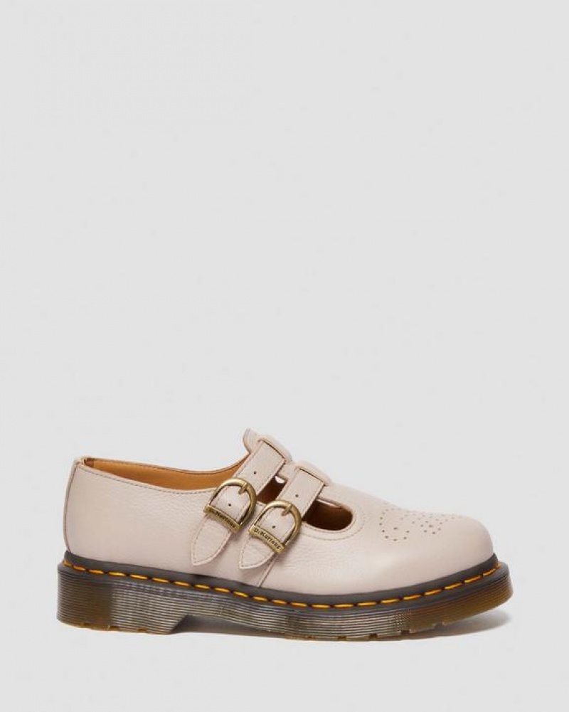 Women's Dr Martens 8065 Virginia Leather Mary Jane Shoes Grey Brown | Australia_Dr74700