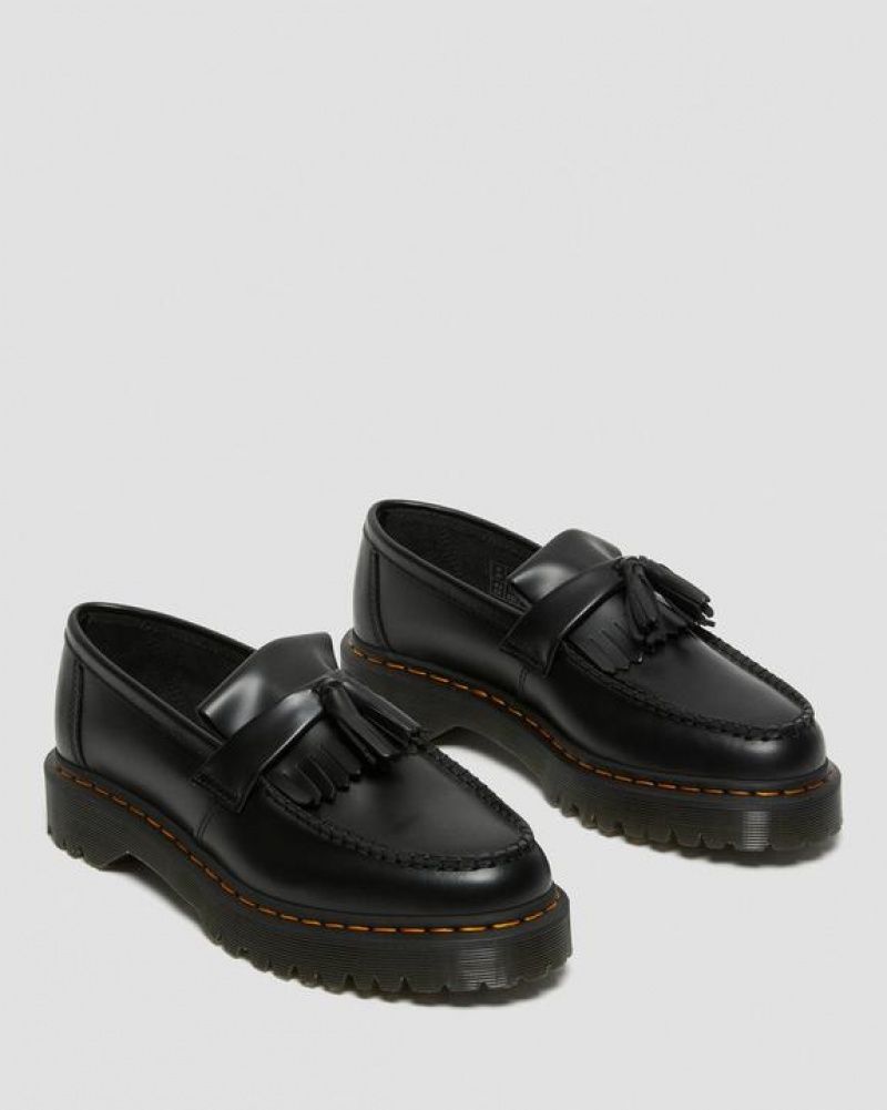 Women's Dr Martens Adrian Bex Smooth Leather Tassel Loafers Shoes Black | Australia_Dr41406