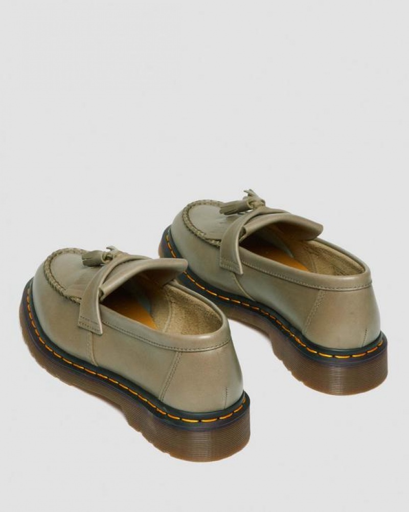 Women's Dr Martens Adrian Carrara Leather Tassel Loafers Shoes Olive | Australia_Dr43507