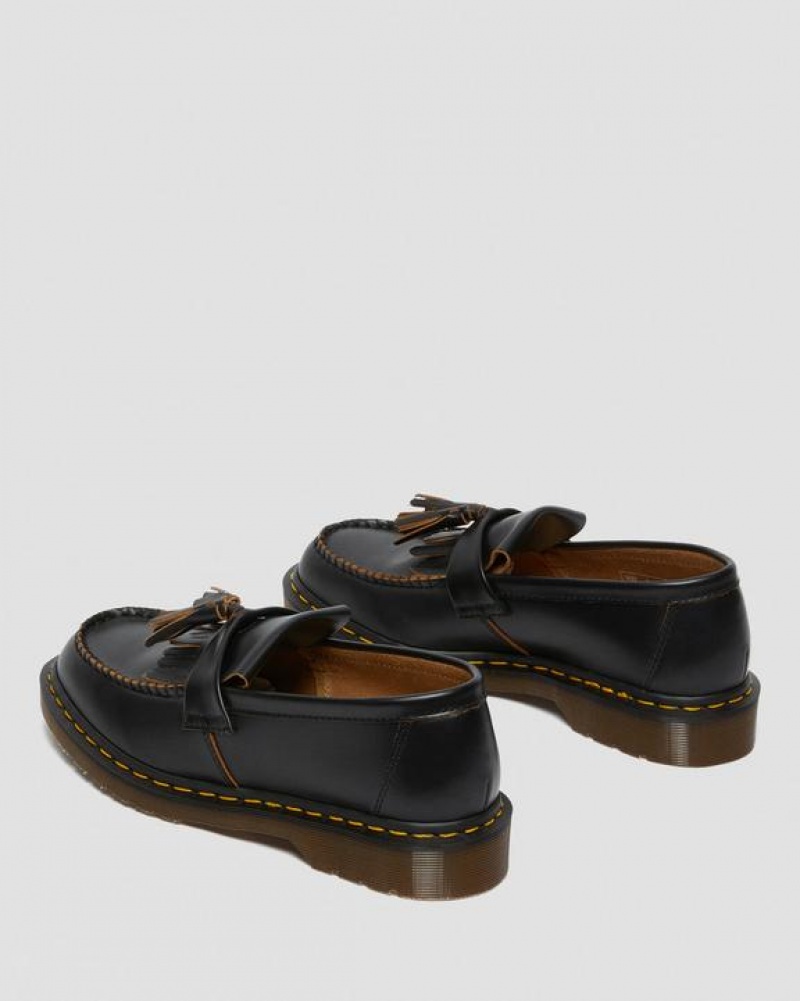 Women's Dr Martens Adrian Made in England Quilon Leather Tassel Loafers Shoes Black | Australia_Dr36116