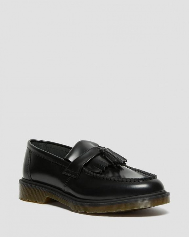 Women\'s Dr Martens Adrian Smooth Leather Tassel Loafers Shoes Black | Australia_Dr26280