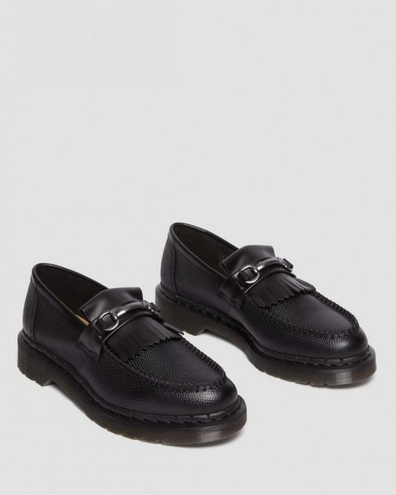 Women's Dr Martens Adrian Snaffle Pebble Grain Leather Kiltie Loafers Shoes Black | Australia_Dr21811