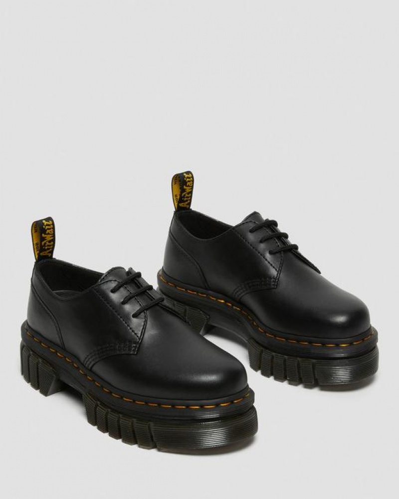 Women's Dr Martens Audrick Nappa Leather Platform Shoes Black | Australia_Dr29106