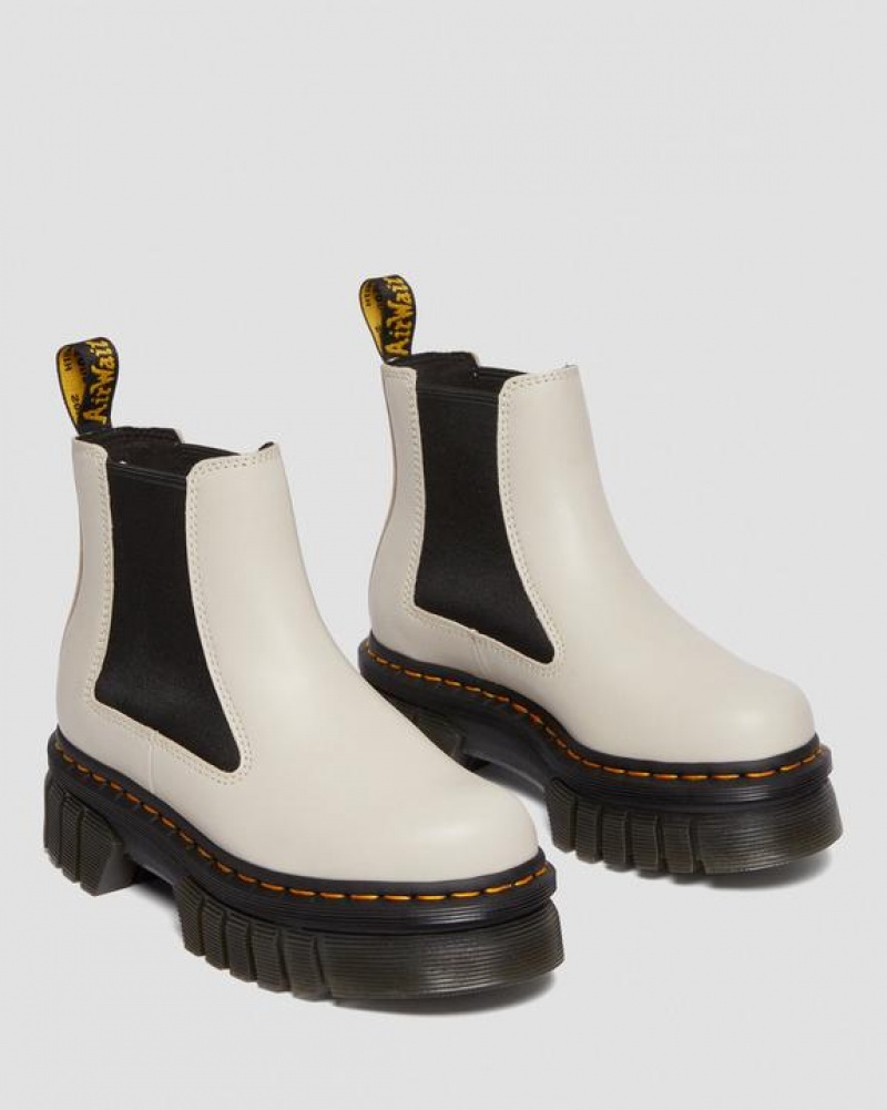 Women's Dr Martens Audrick Nappa Leather Platform Chelsea Boots Grey | Australia_Dr39900