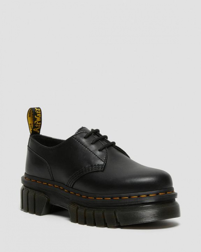 Women\'s Dr Martens Audrick Nappa Leather Platform Shoes Black | Australia_Dr95535