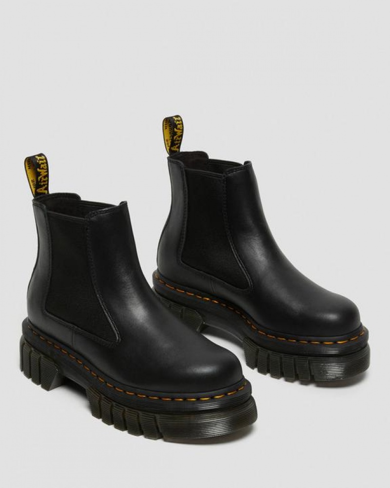 Women's Dr Martens Audrick Nappa Leather Chelsea Platform Shoes Black | Australia_Dr45616