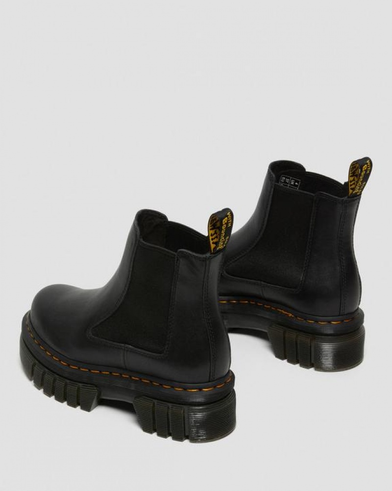 Women's Dr Martens Audrick Nappa Leather Chelsea Platform Shoes Black | Australia_Dr45616