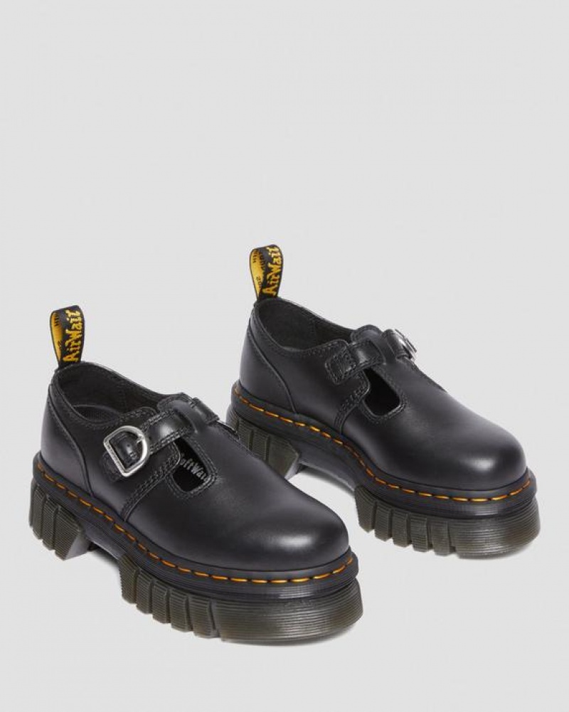 Women's Dr Martens Audrick Nappa Lux Mary Jane Platform Shoes Black | Australia_Dr86582