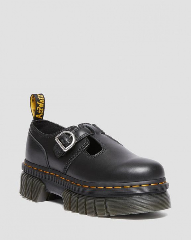 Women\'s Dr Martens Audrick Nappa Lux Mary Jane Platform Shoes Black | Australia_Dr86582