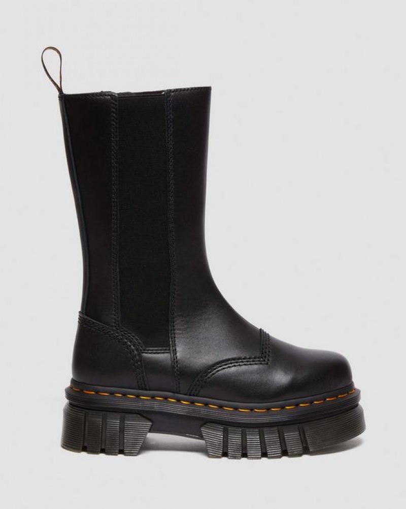 Women's Dr Martens Audrick Tall Nappa Leather Chelsea Platform Shoes Black | Australia_Dr28102