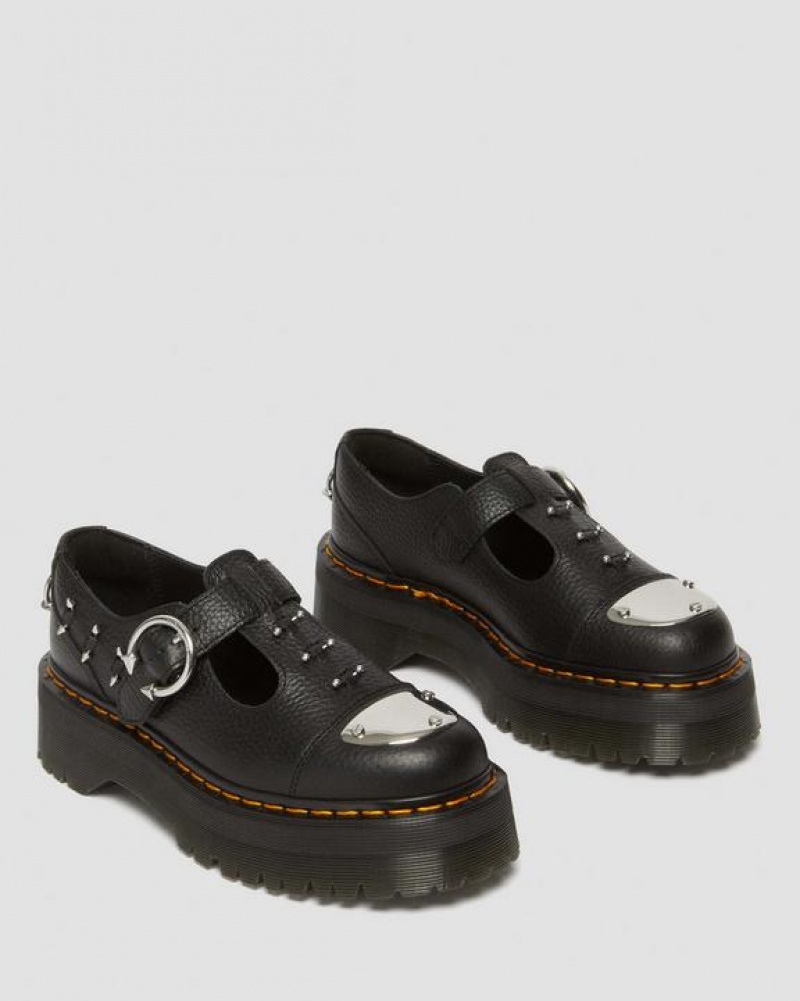 Women's Dr Martens Bethan Piercing Leather Platform Mary Jane Shoes Black | Australia_Dr33695