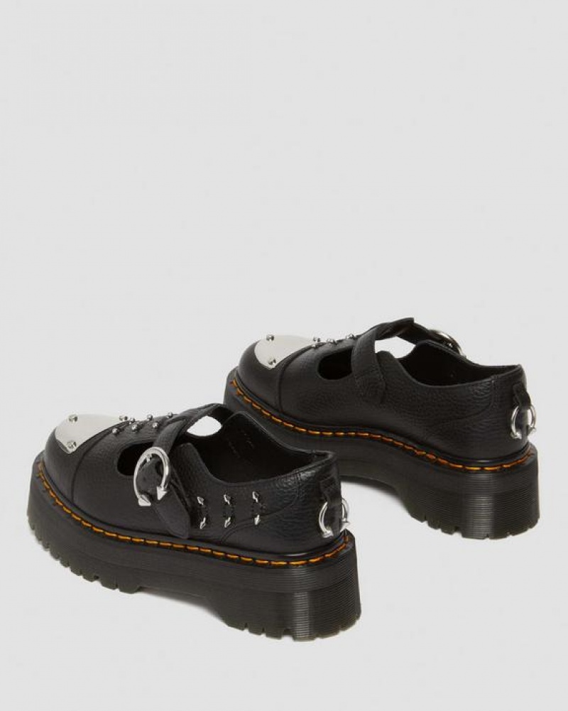 Women's Dr Martens Bethan Piercing Leather Platform Mary Jane Shoes Black | Australia_Dr33695