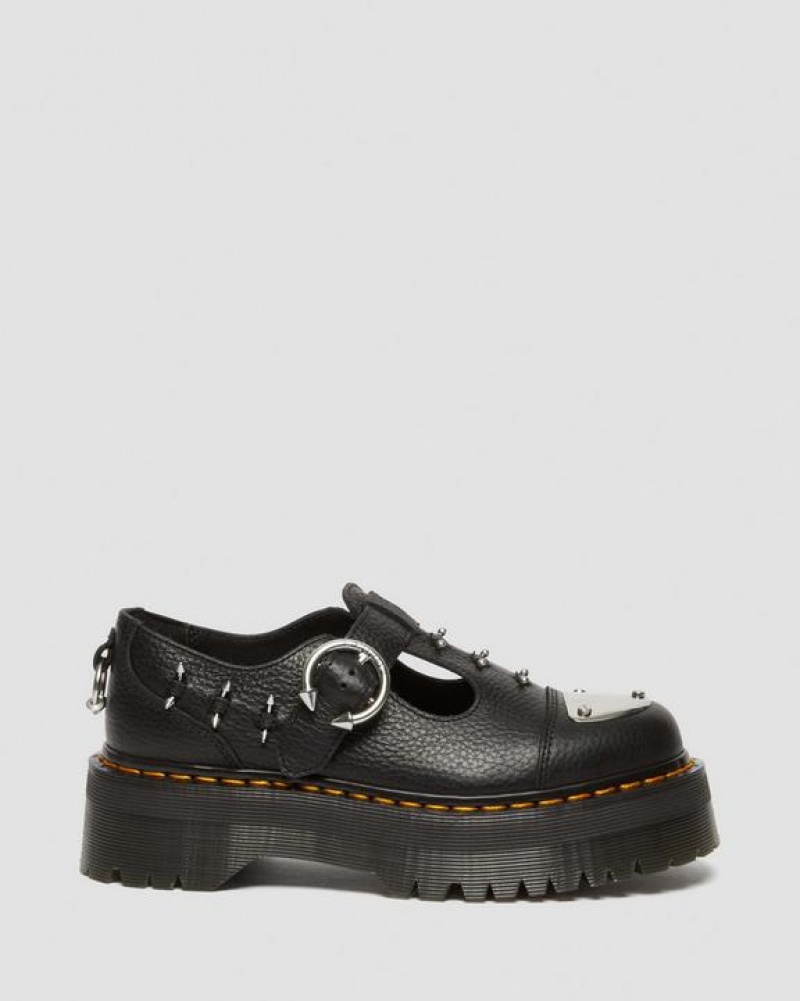 Women's Dr Martens Bethan Piercing Leather Platform Mary Jane Shoes Black | Australia_Dr33695