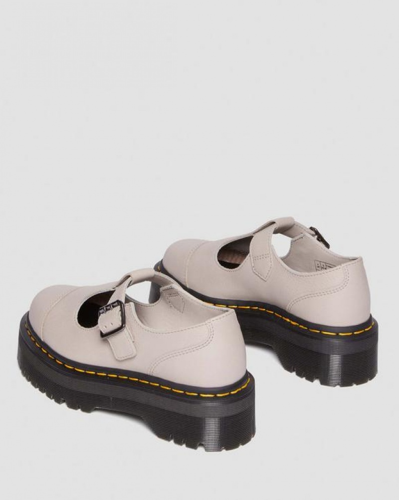 Women's Dr Martens Bethan Pisa Leather Platform Mary Jane Shoes Grey Brown | Australia_Dr40221