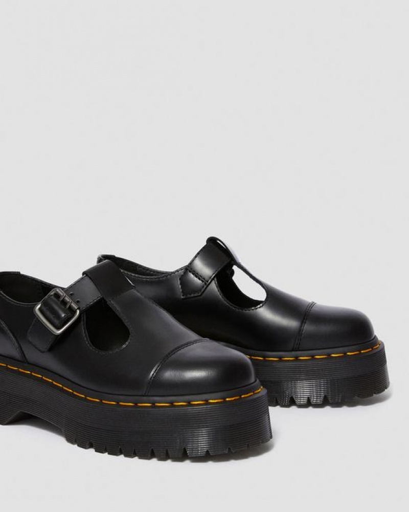 Women's Dr Martens Bethan Polished Smooth Leather Platform Shoes Black | Australia_Dr40487