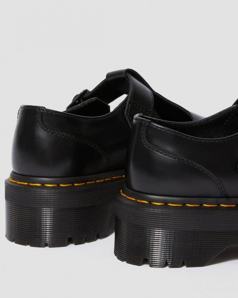 Women's Dr Martens Bethan Polished Smooth Leather Platform Shoes Black | Australia_Dr40487