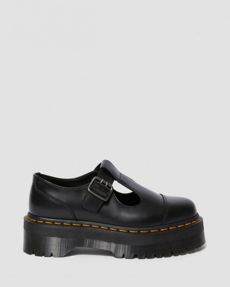 Women's Dr Martens Bethan Polished Smooth Leather Platform Shoes Black | Australia_Dr40487