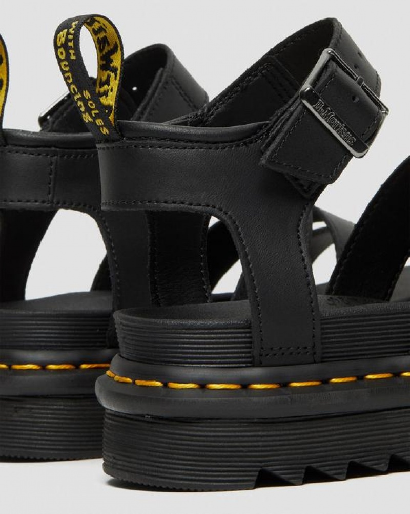 Women's Dr Martens Blaire Hydro Leather Strap Sandals Black | Australia_Dr55014