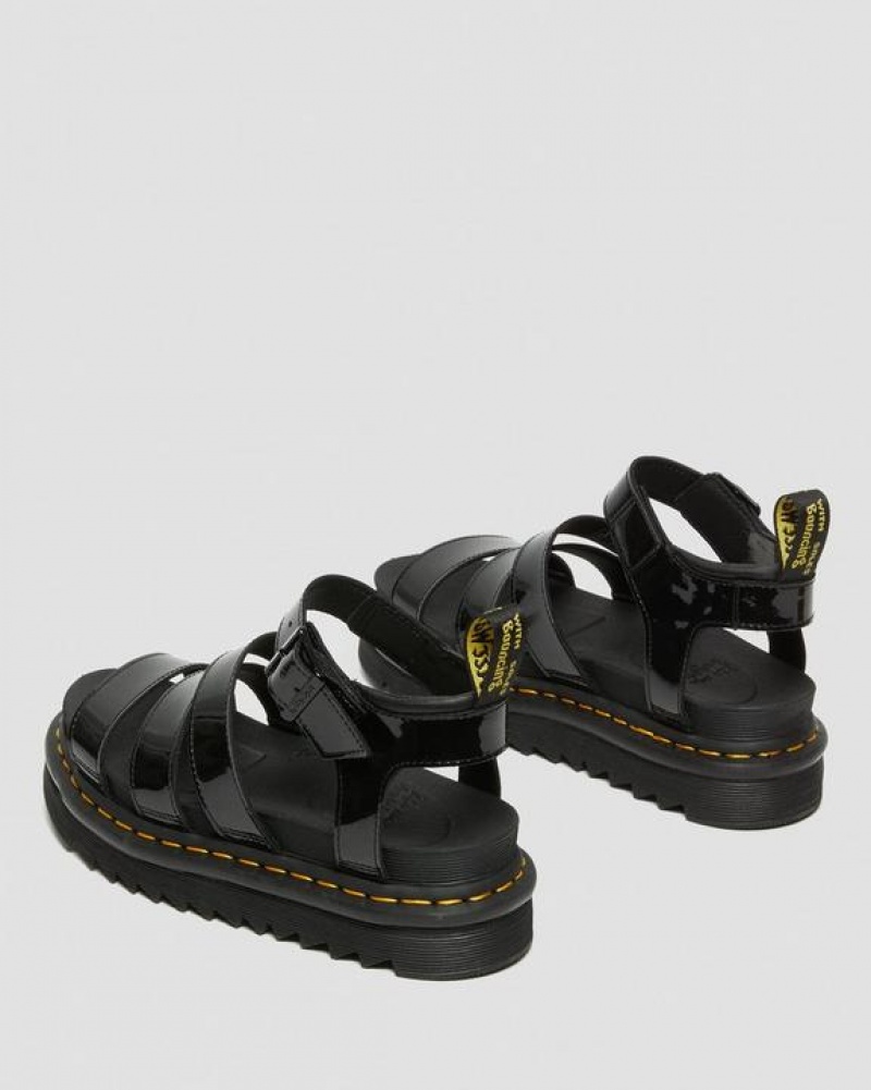 Women's Dr Martens Blaire Patent Leather Strap Sandals Black | Australia_Dr40498