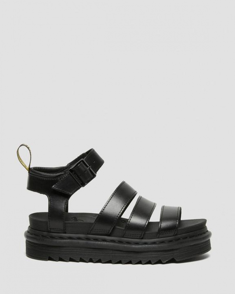 Women's Dr Martens Blaire Women's Brando Leather Strap Sandals Black | Australia_Dr39526