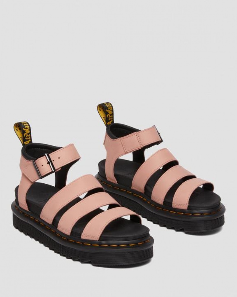 Women's Dr Martens Blaire Women's Pisa Leather Strap Sandals Coral Beige | Australia_Dr27572