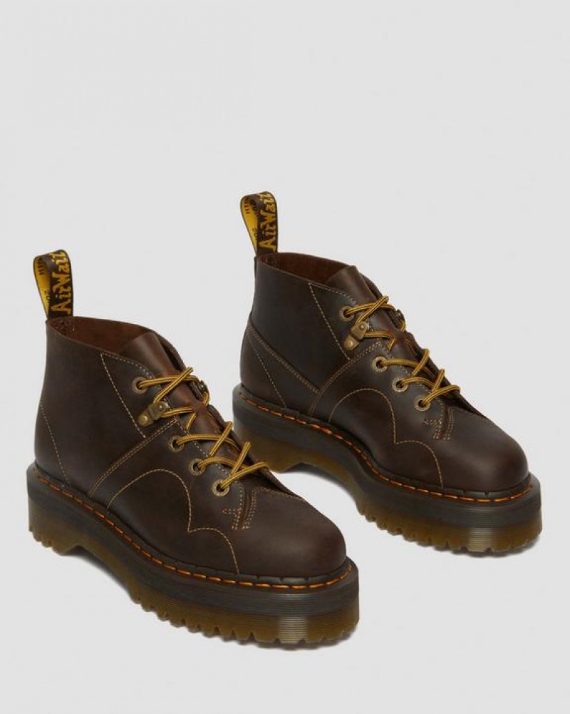 Women's Dr Martens Church Arc Crazy Horse Monkey Platform Shoes Dark Brown | Australia_Dr11350